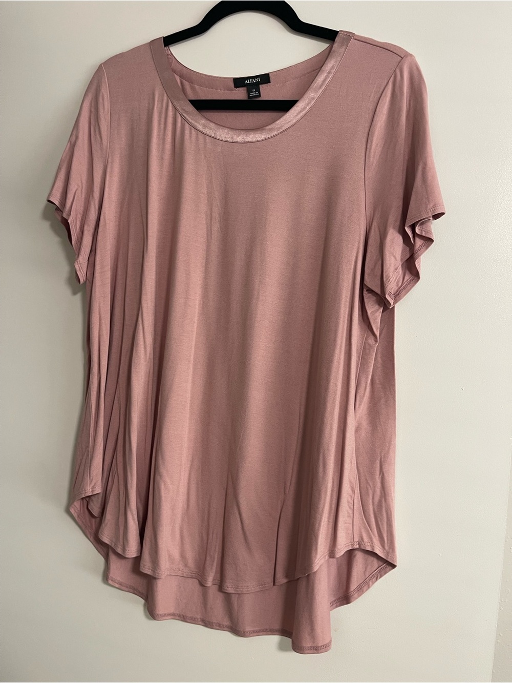 Alfani Dusty Rose Short Sleeve Scoop Neck Tee